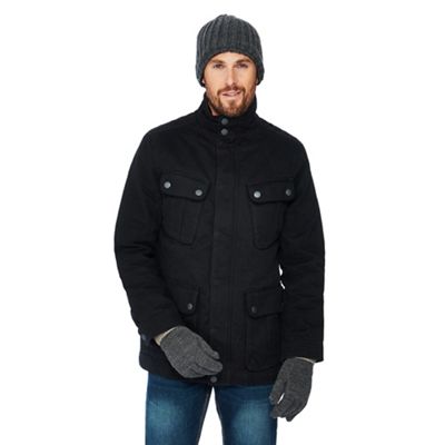 Maine New England - Grey ribbed thermal hat and gloves set