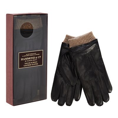 Hammond & Co. by Patrick Grant - Black touch screen leather gloves