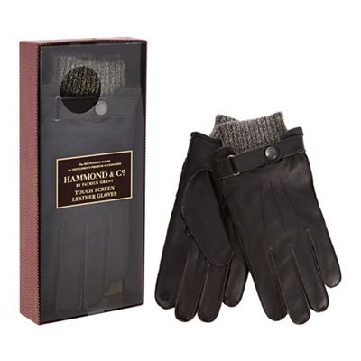 Hammond & Co. by Patrick Grant - Dark brown touch screen leather gloves