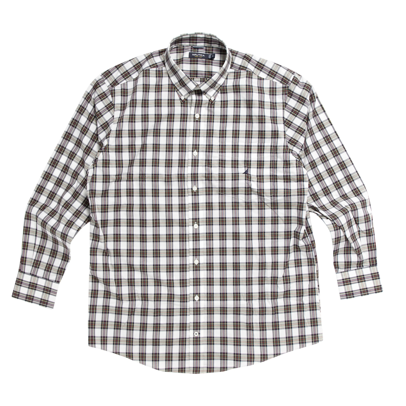 Nautica Big and tall white tartan checked shirt