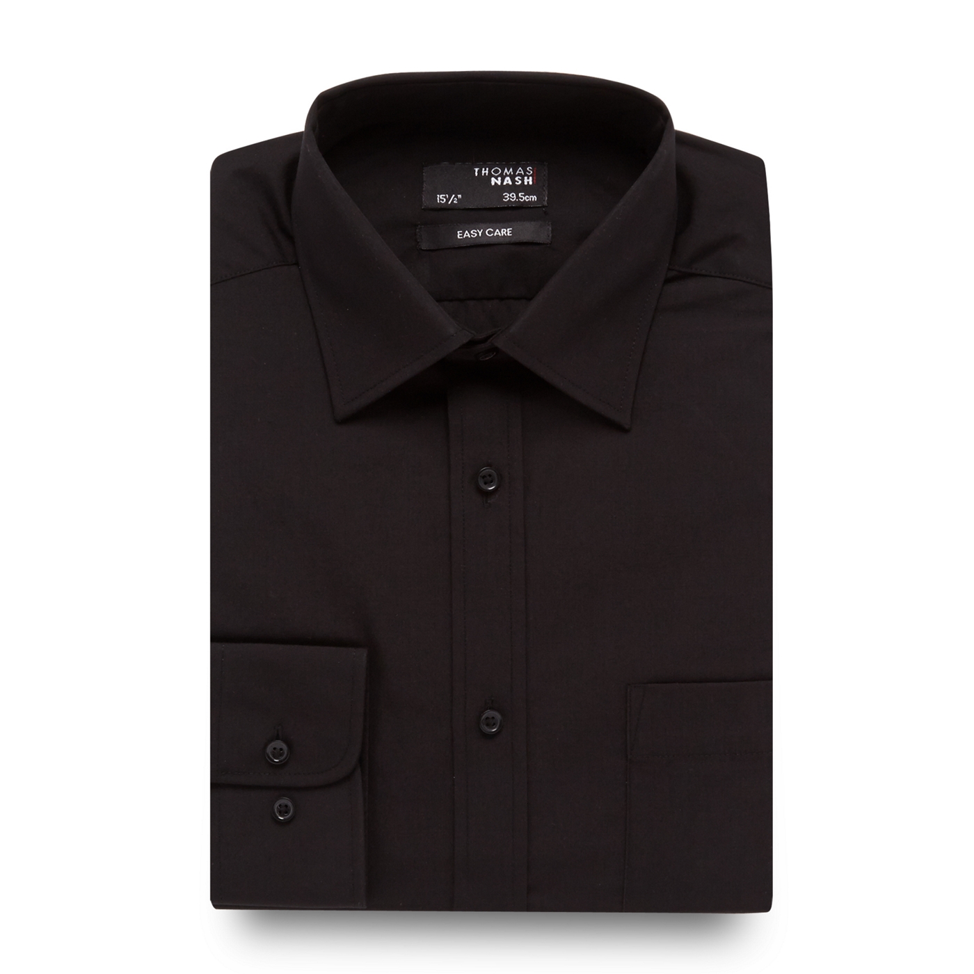 Thomas Nash Black plain easy care shirt