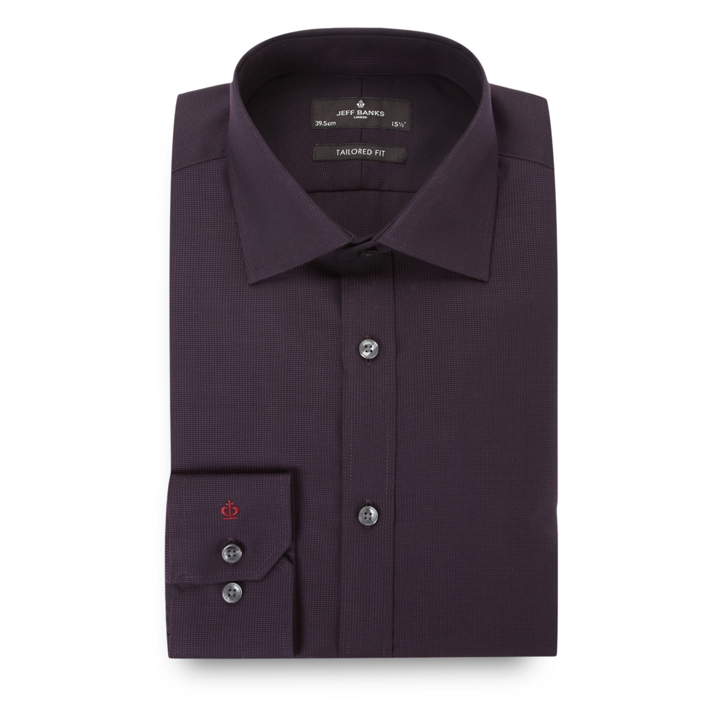 Jeff Banks Designer dark purple textured tailored shirt
