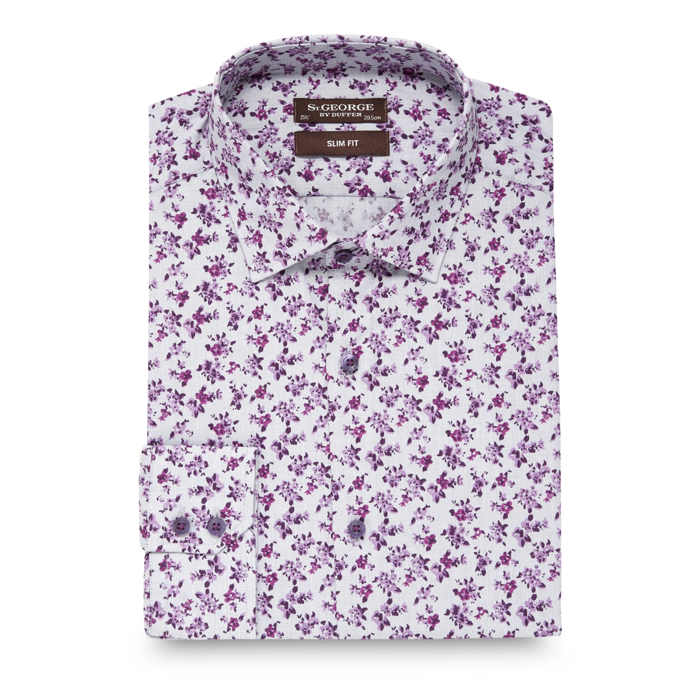 St George by Duffer Dark pink floral slim fit shirt