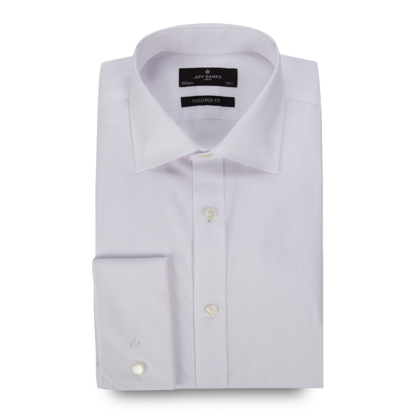 Jeff Banks Big and tall white regular fit fine herringbone shirt