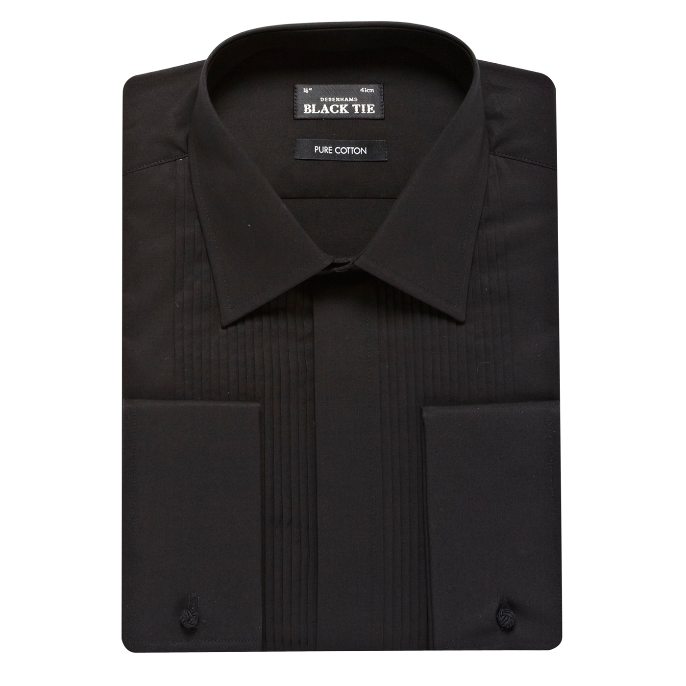 BLACK TIE Black pleated front formal shirt