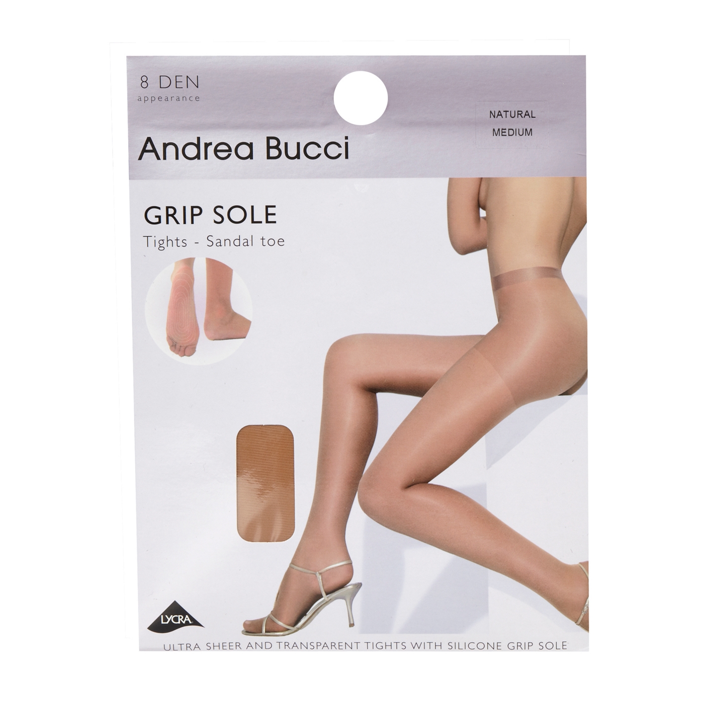 Andrea Bucci Light tan 8D sheer grip sole sandal toe tights