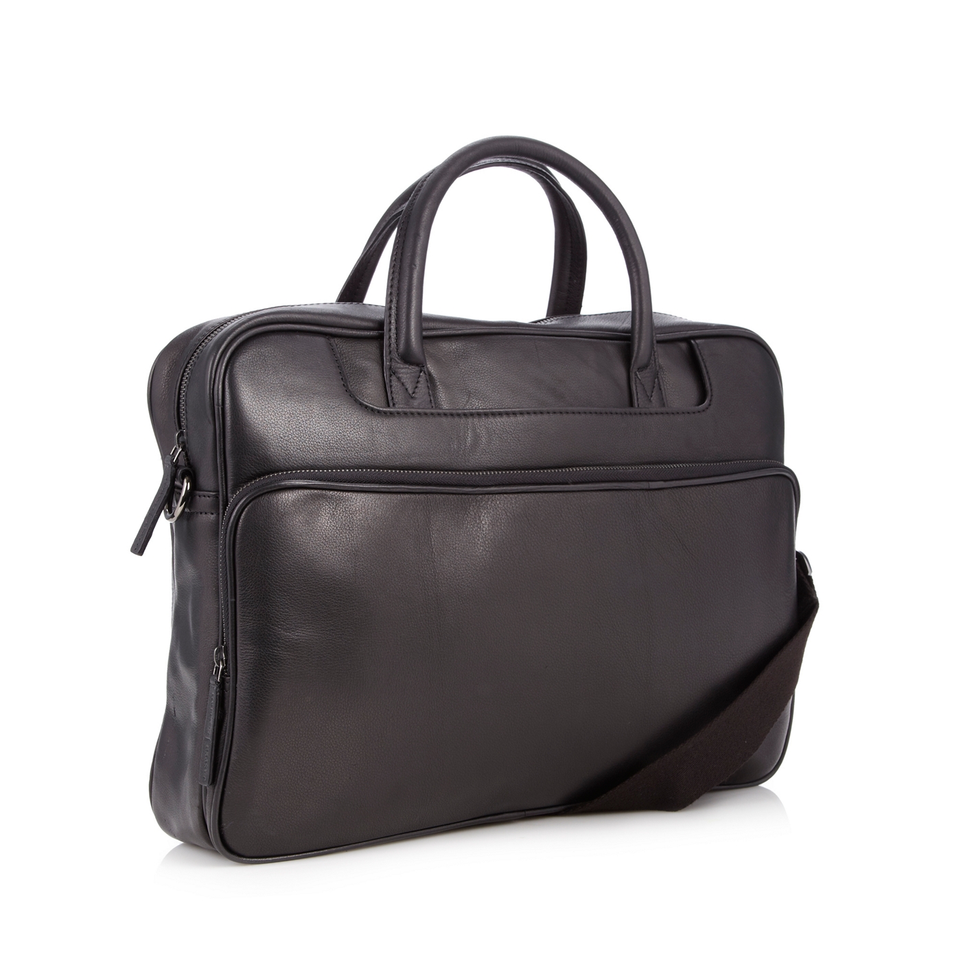J by Jasper Conran Designer black leather zip pocket briefcase