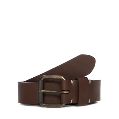 Red Herring - Brown leather skinny roller belt