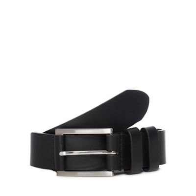 The Collection - Big and tall black leather double keeper belt