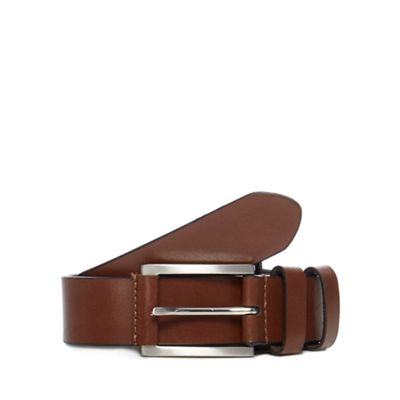 The Collection - Big and tall brown leather double keeper belt