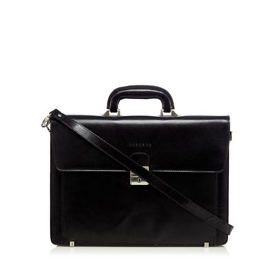 Osborne - Black leather single buckle briefcase
