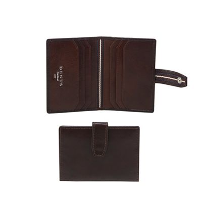 Dents - Brown leather radio frequency ID blocking card holder
