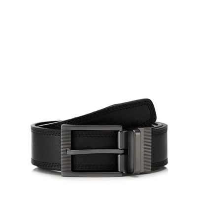 The Collection - Big and tall black leather reversible belt