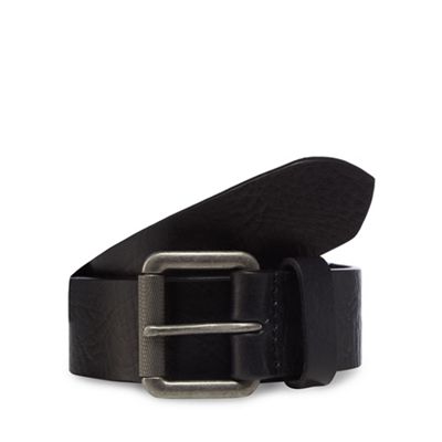 Mantaray - Black distressed leather roller buckle belt