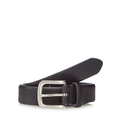 The Collection - Big and tall black leather curved buckle belt