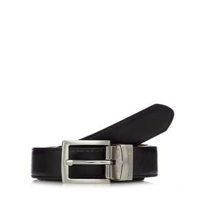 The Collection - Black matte leather reversible belt