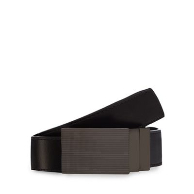 The Collection - Black coated bonded leather reversible plate buckle belt