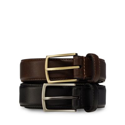The Collection - Pack of two black and brown leather belts