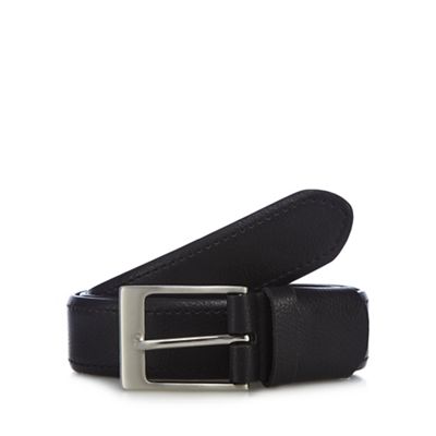The Collection - Big and tall black tab detail leather belt