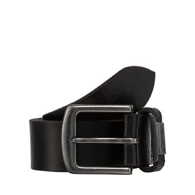 Mantaray - Black leather branded keeper belt