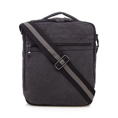 Mantaray - Grey canvas double zip laptop bag