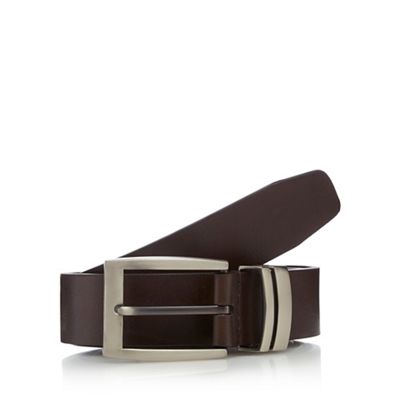 The Collection - Big and tall brown leather metal keeper belt