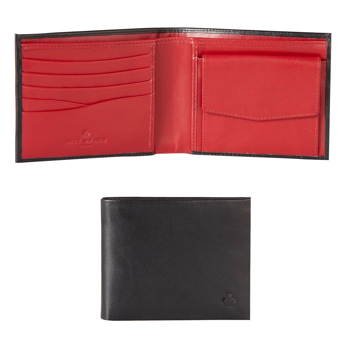 Jeff Banks Designer black leather bill fold wallet