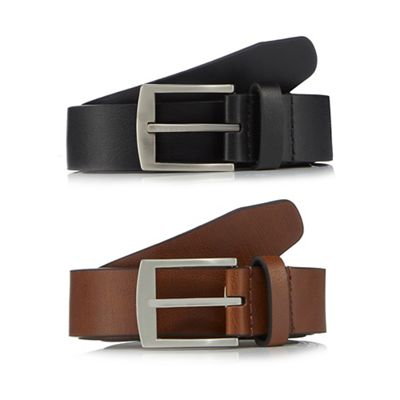 The Collection - Pack of two black and brown leather belts
