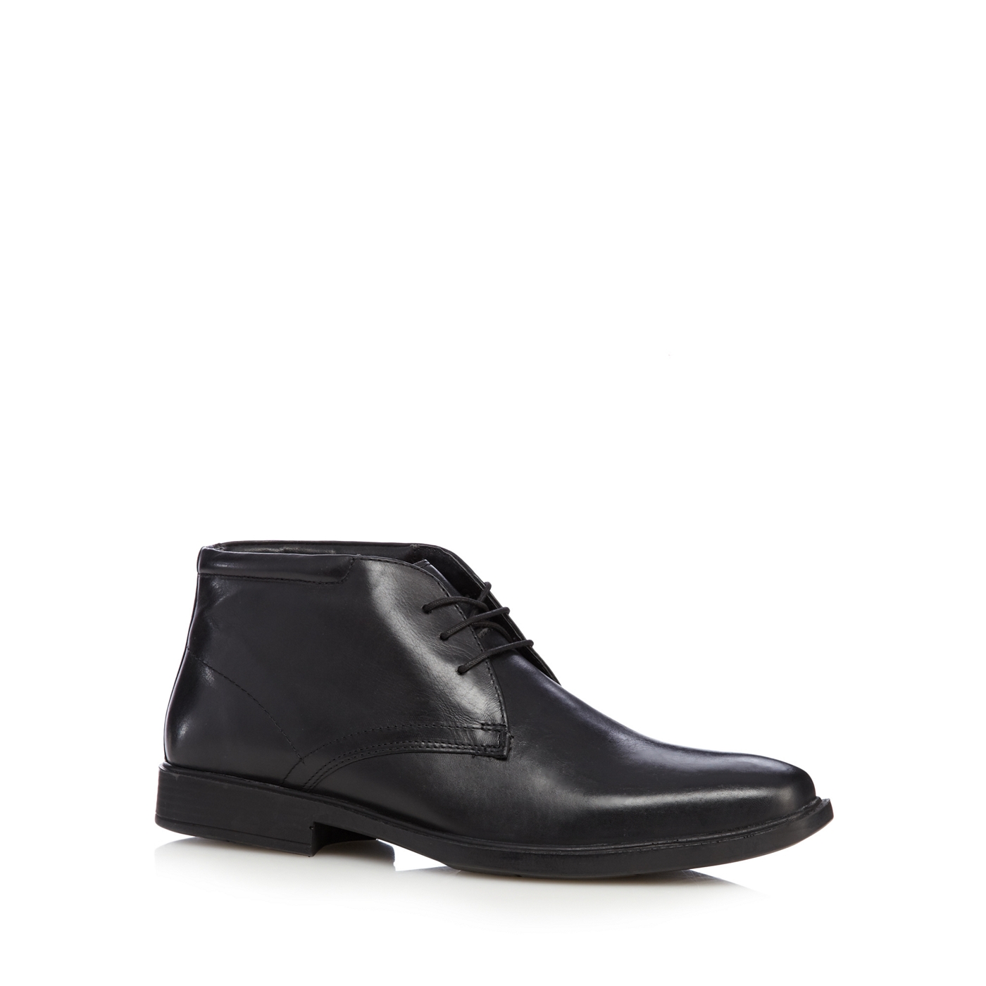 Henley Wide fit black leather chukka boots