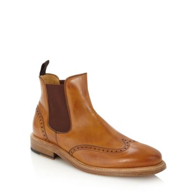 Berwick Tan leather brogue chelsea boots | Debenhams