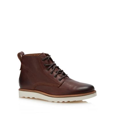 Red Herring - Dark tan leather 'Meteor' lace up boots
