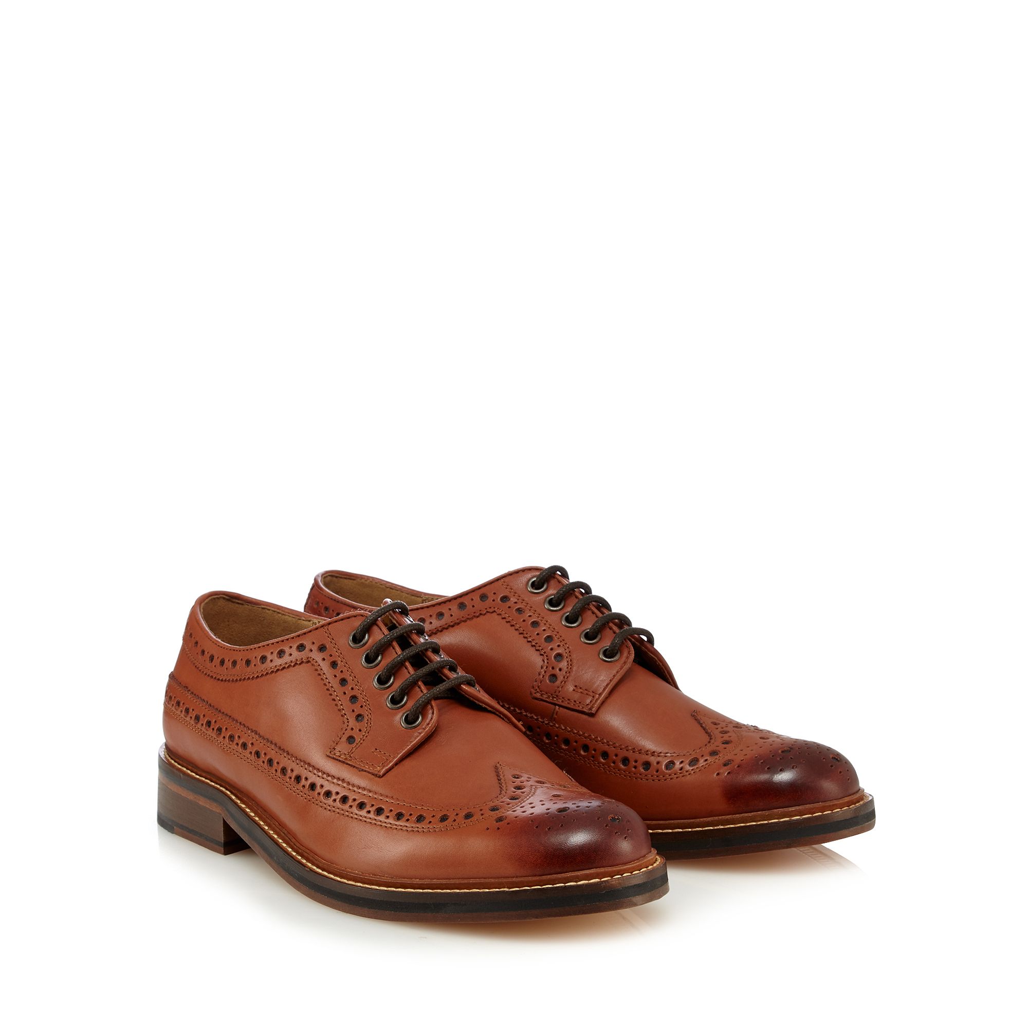 Rjr.John Rocha Mens Designer Dark Red Leather Brogue Shoes From ...