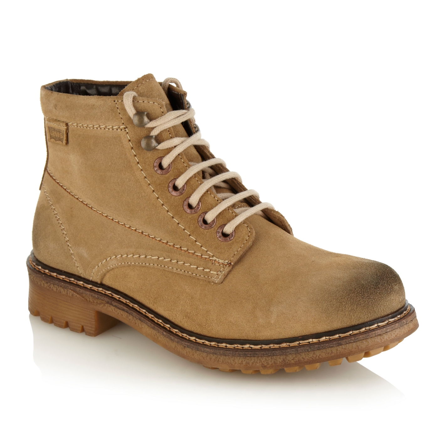 Levis Levis taupe top stitched suede high top boots