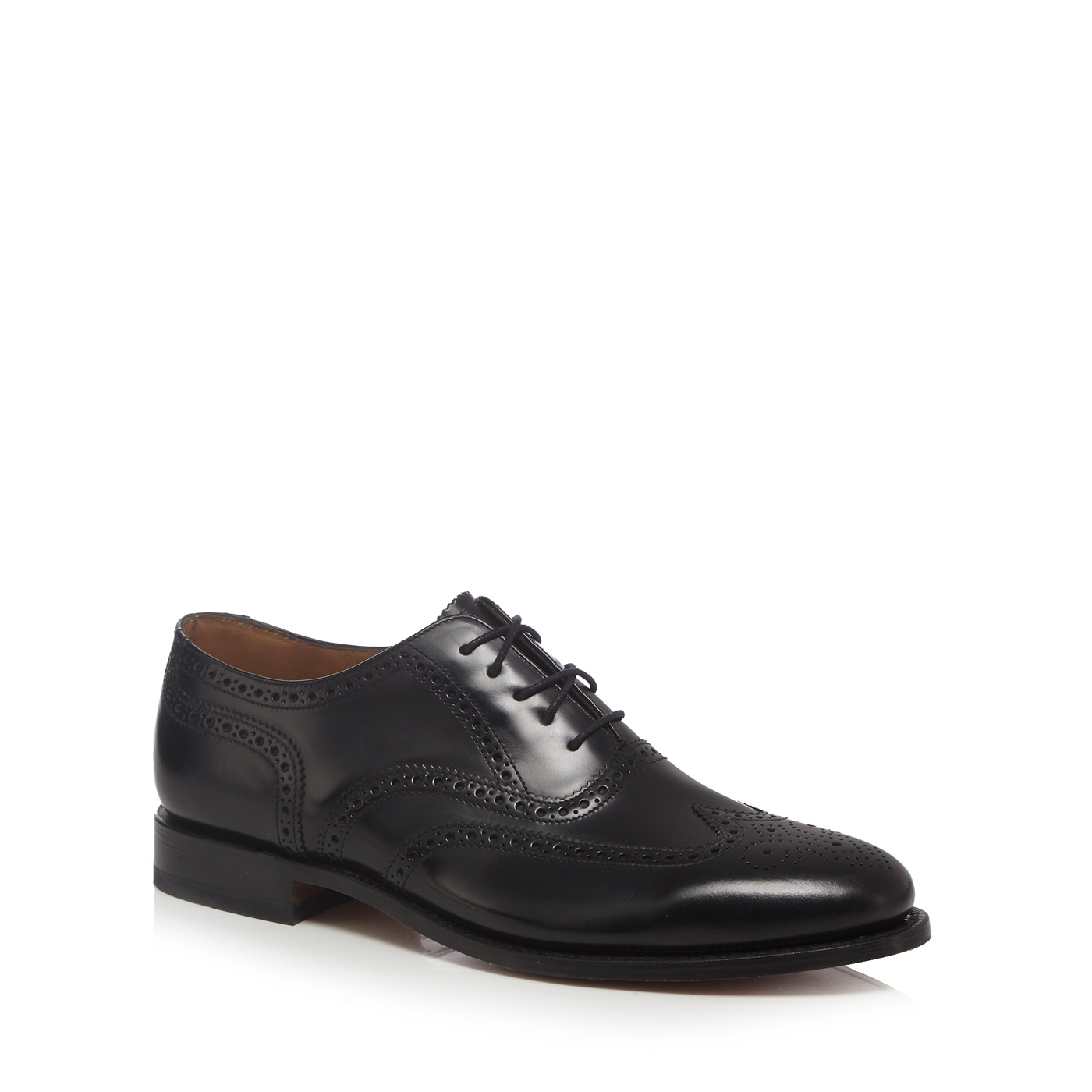 Loake Wide fit black full brogue shoes