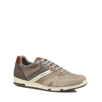 Geox - Beige 'Wilmer' mixed material trainers