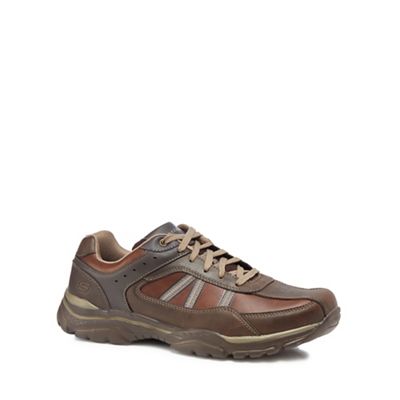 Skechers - Dark brown leather 'Rovato Texon' trainers