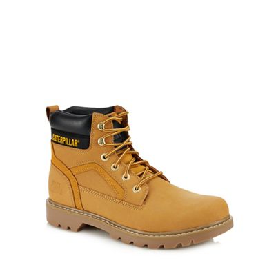 Caterpillar - Tan nubuck 'Stick Shift' lace up boots