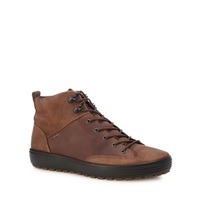ECCO - Brown leather 'Soft 7' high top trainers