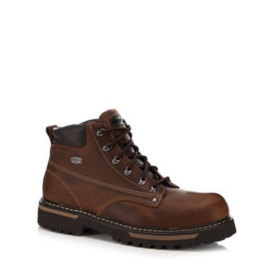 Skechers - Dark brown leather lace up boots