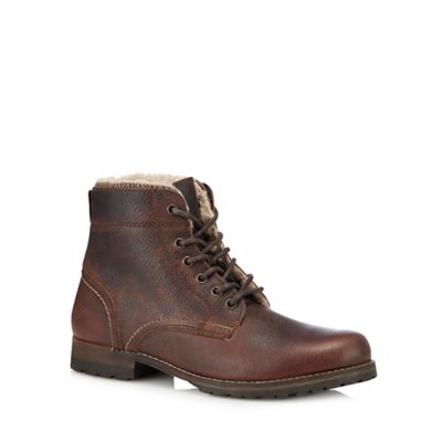 Mantaray - Brown leather 'Varna' lace up boots
