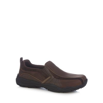 Skechers - Brown leather 'Lanson Berto' slip on shoes