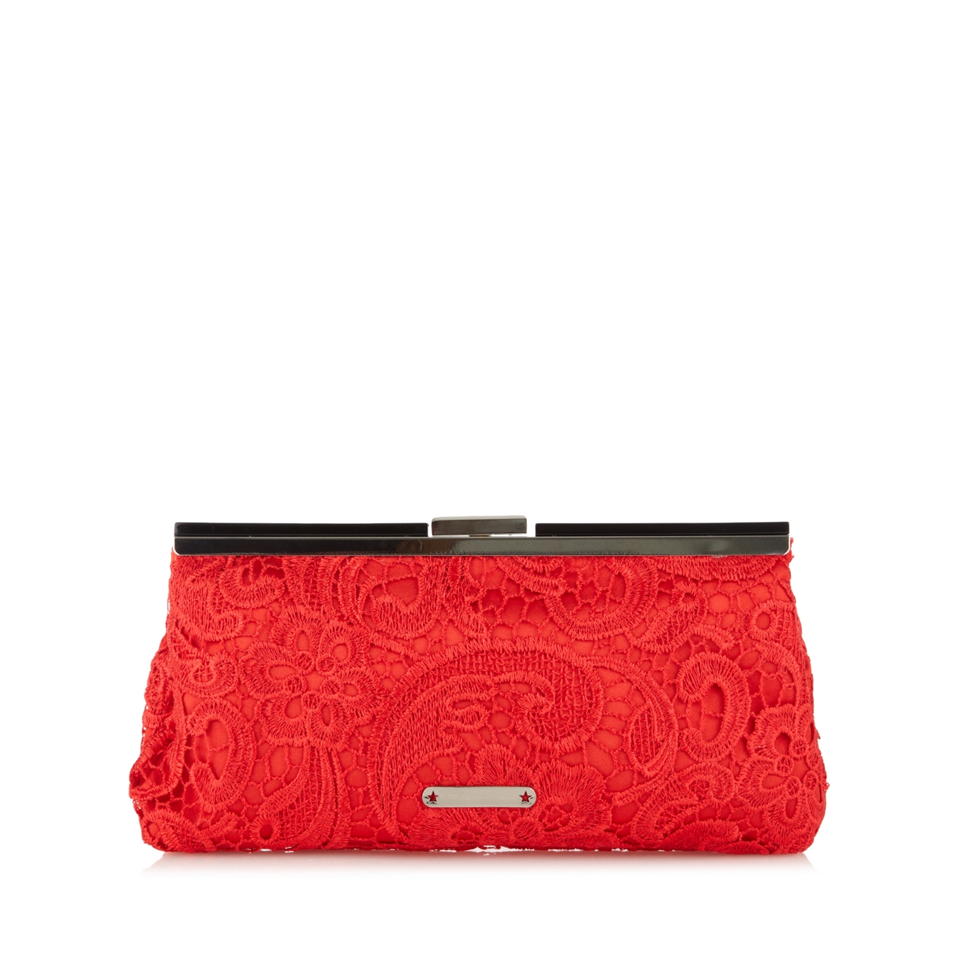 Star by Julien Macdonald Designer red lace overlay clutch bag