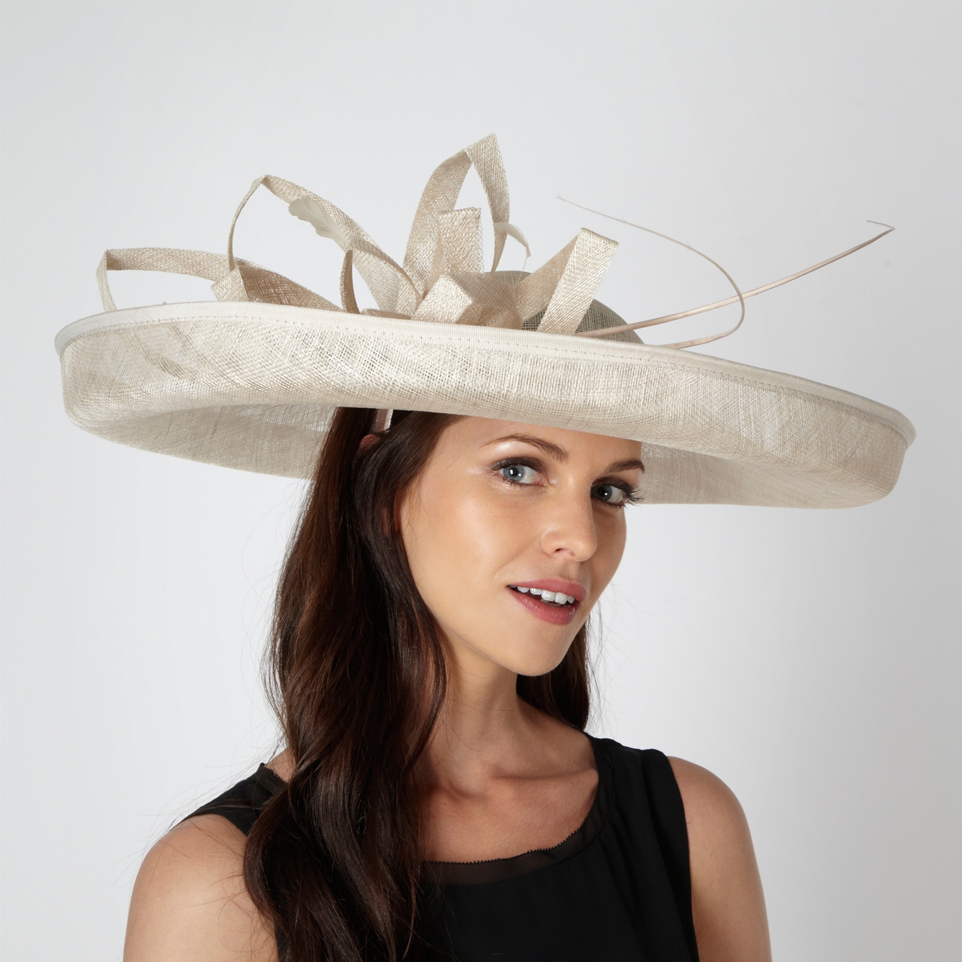 Principles by Ben de Lisi Designer cream folded mesh corsage fascinator