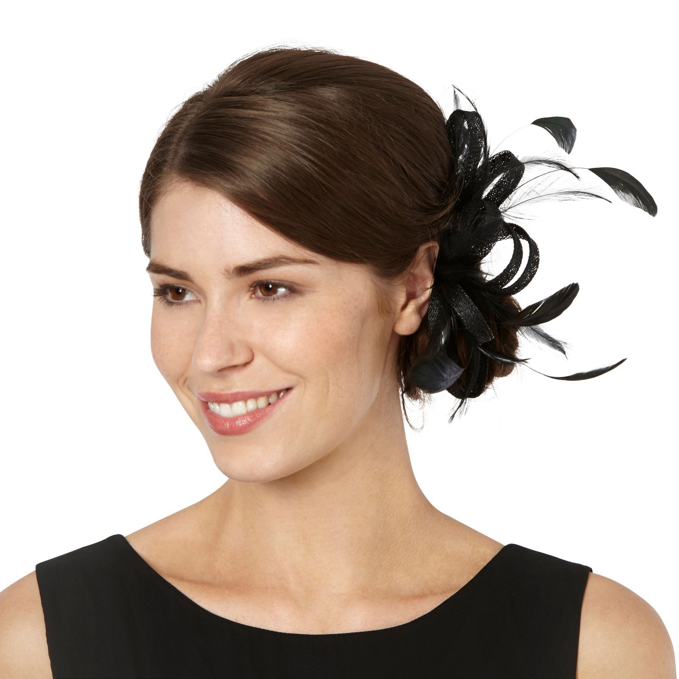 Debut Black loop & feather hair clip fascinator