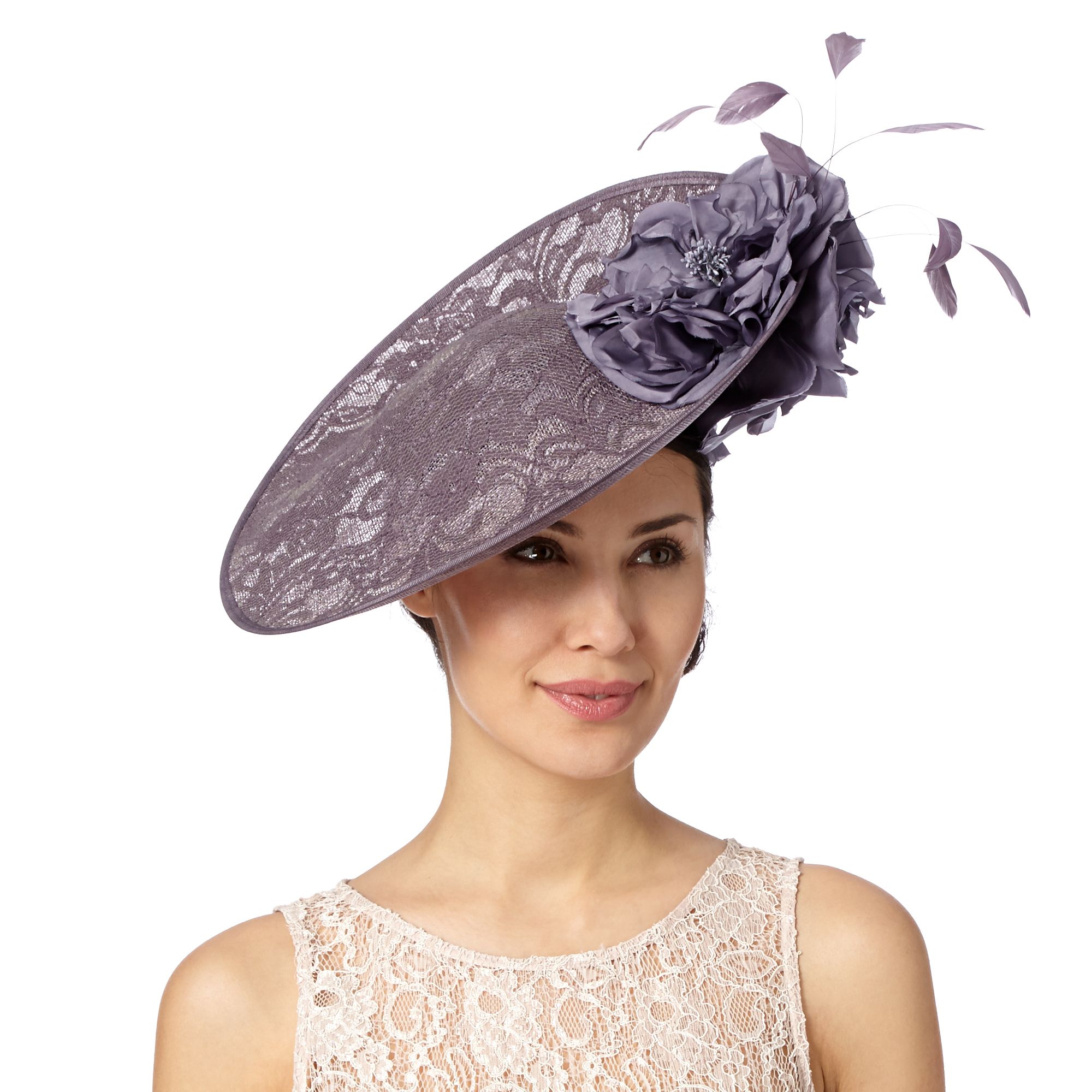 Debut Womens Mauve Lace Satin Peony Hat Fascinator From Debenhams | eBay