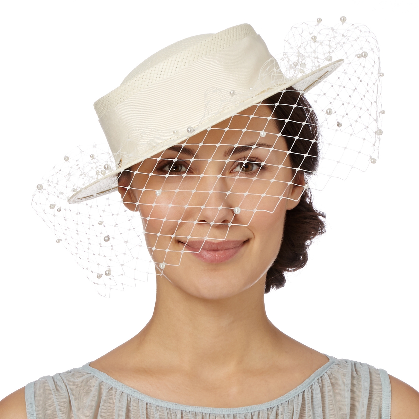 Top Hat by Stephen Jones Designer cream boater hat