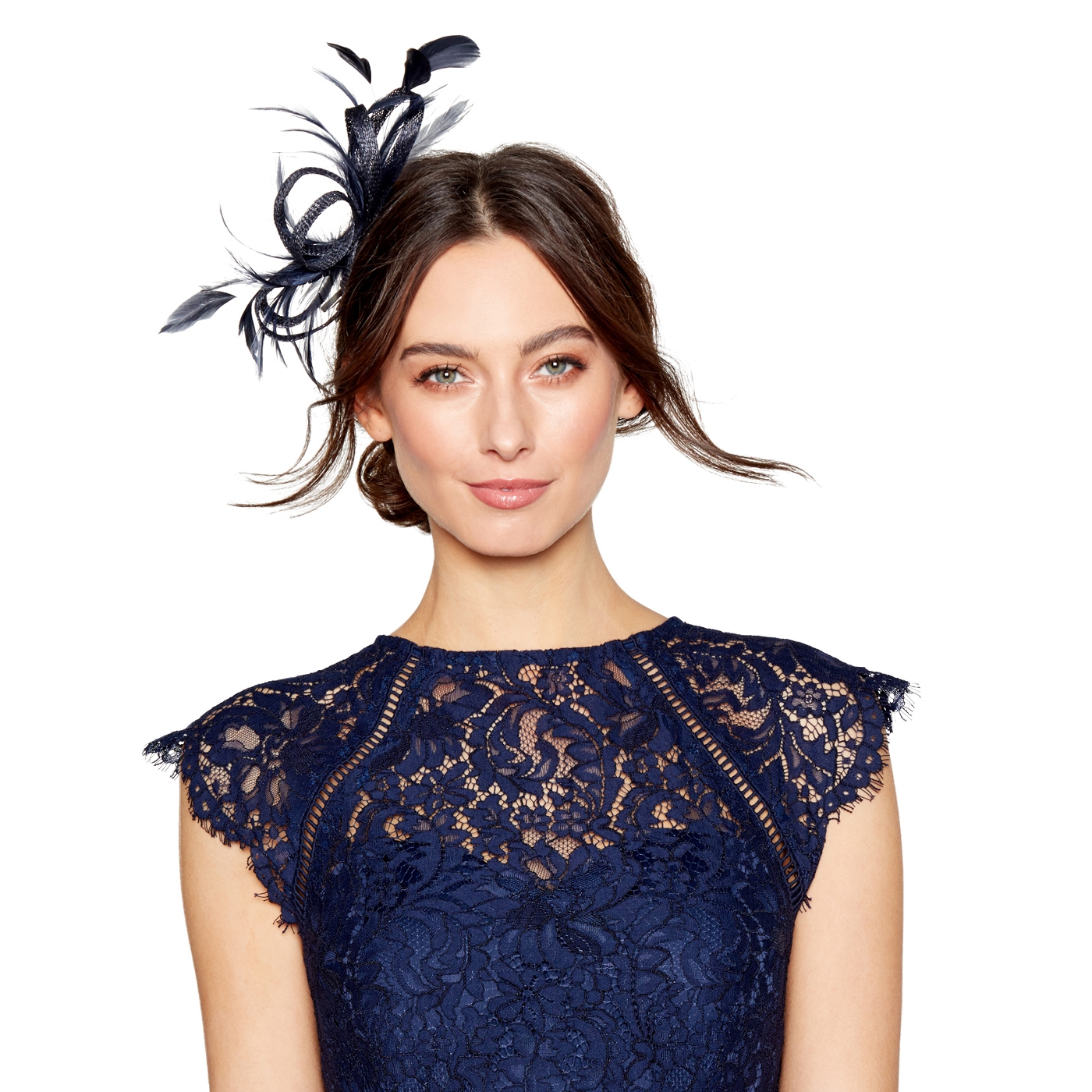 Debut Navy loop & feather hair clip fascinator