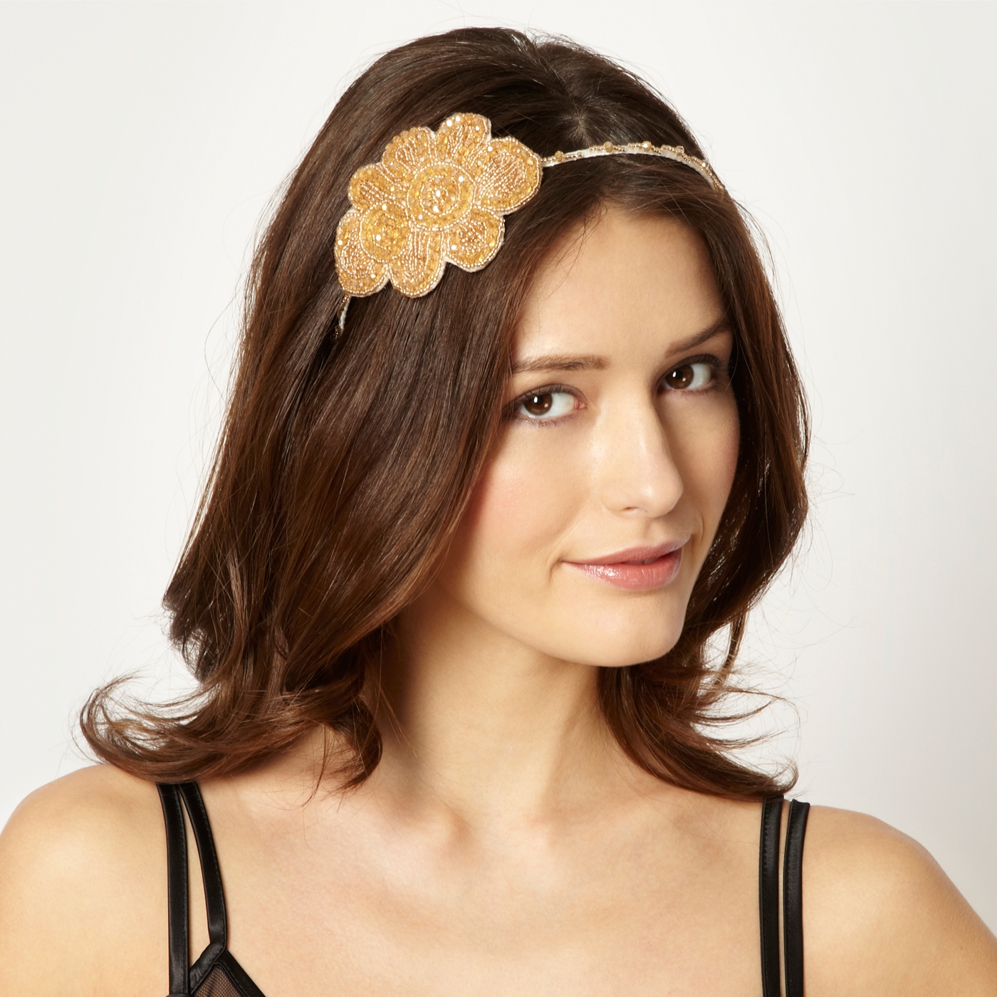 Star by Julien Macdonald Designer gold beaded flower headband