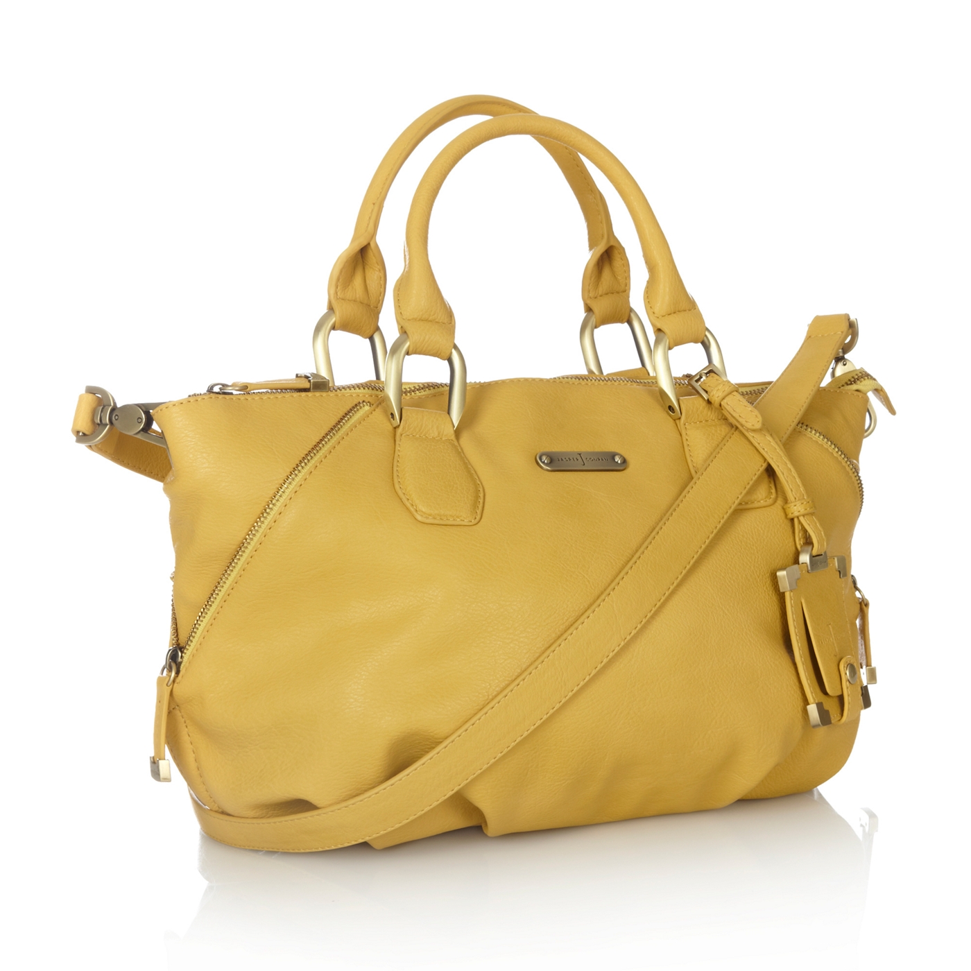 J by Jasper Conran Designer yellow diagonal zipped hobo bag