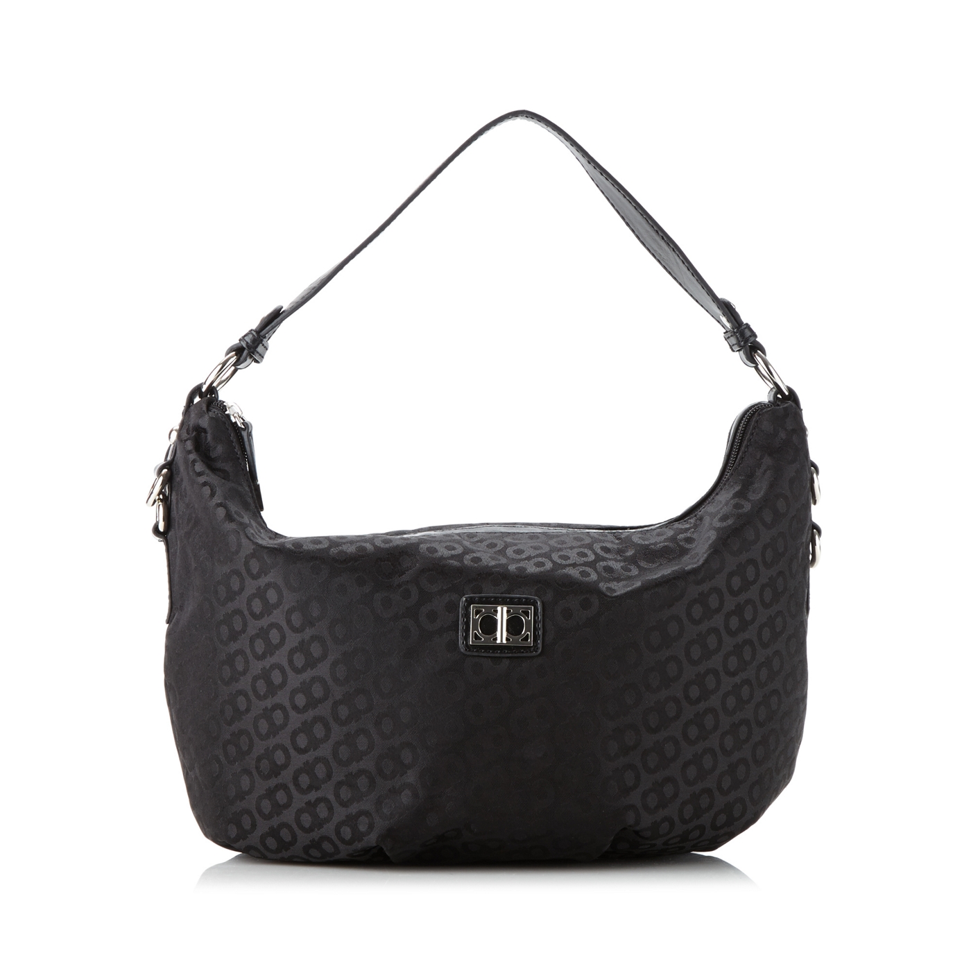 The Collection Black jacquard logo shoulder bag